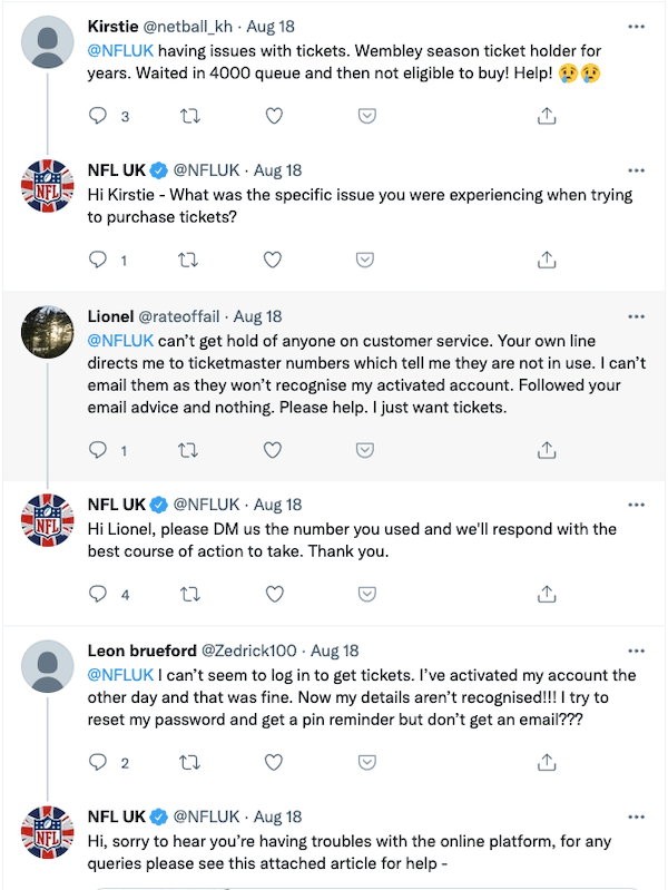 אוהדים מתלוננים בטוויטר על קושי להשיג כרטיסים ל-NFL לונדון