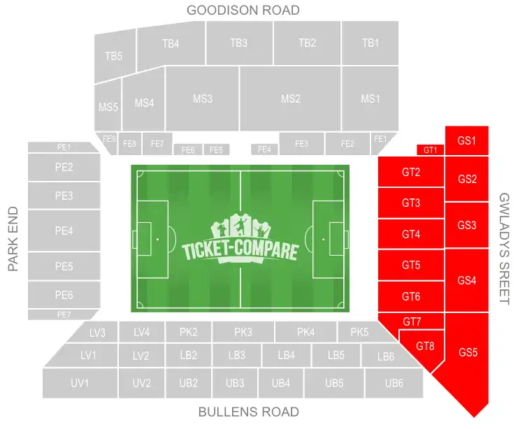 יציע Howard Kendall Gwladys Street End מודגש