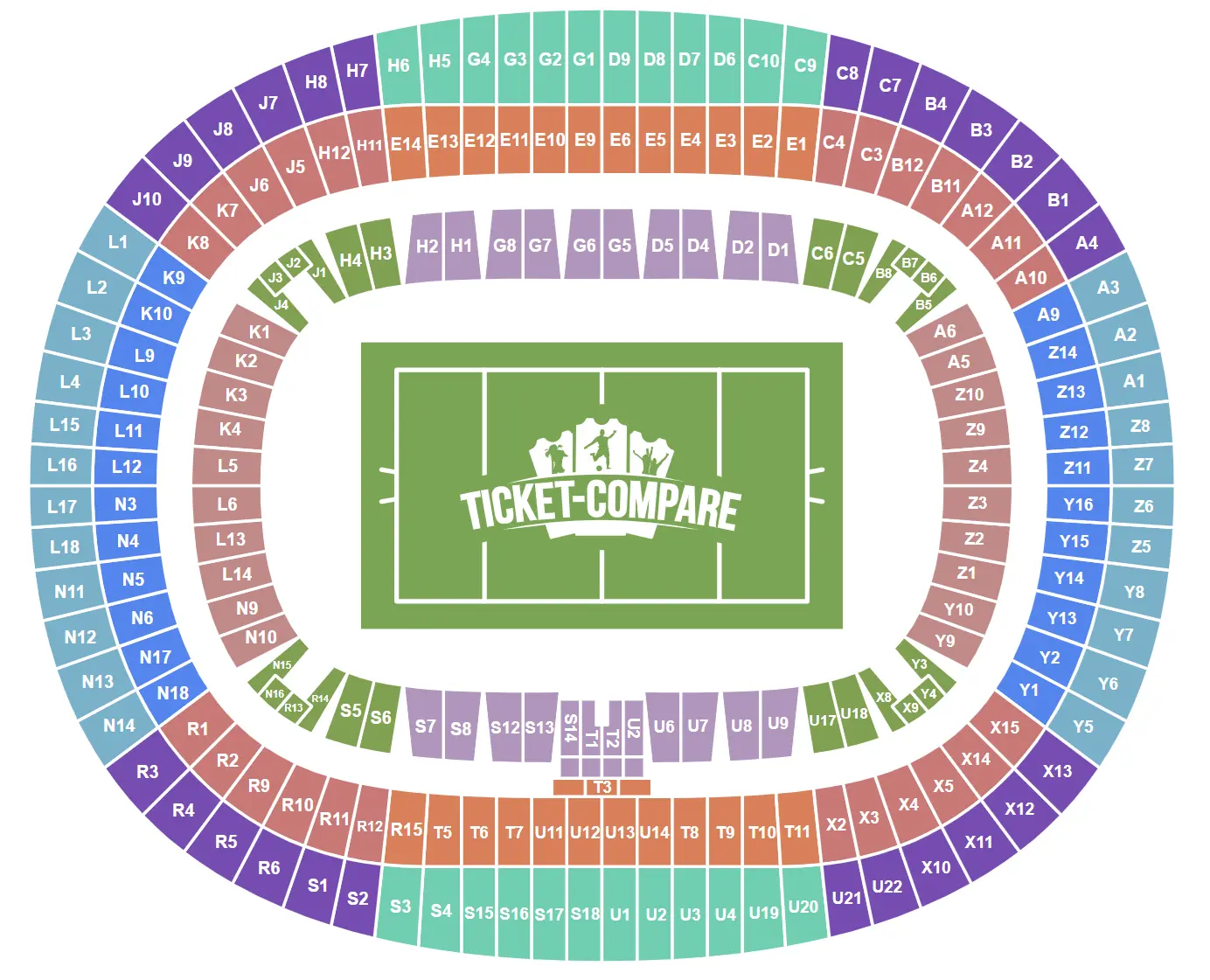 מפת הישיבה של Stade de France
