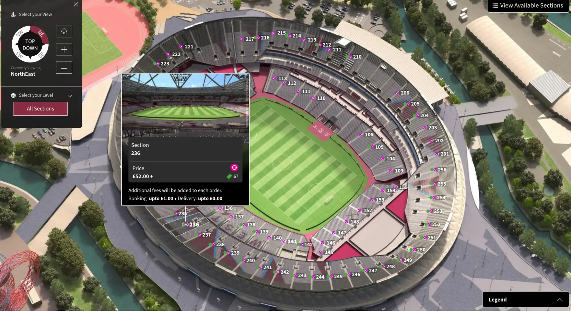 screenshot of preview of the number of seats available