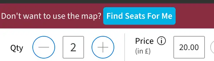 screenshot of the Find Seats for Me function