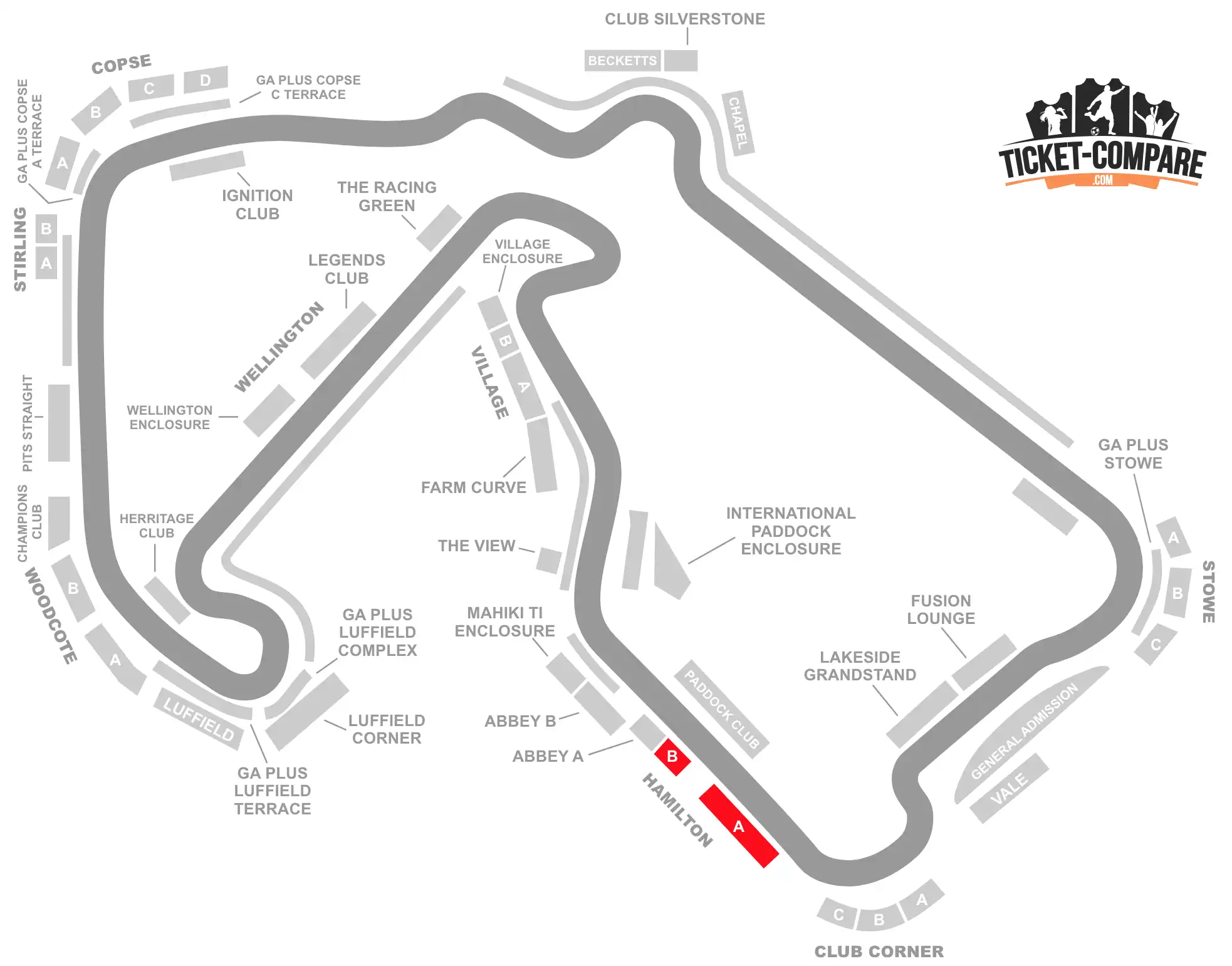 תוכנית הישיבה עם הבלטה של Hamilton Straight