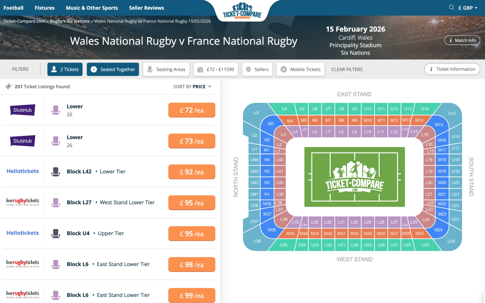 Screenshot of Wales National Rugby v France National Rugby tickets