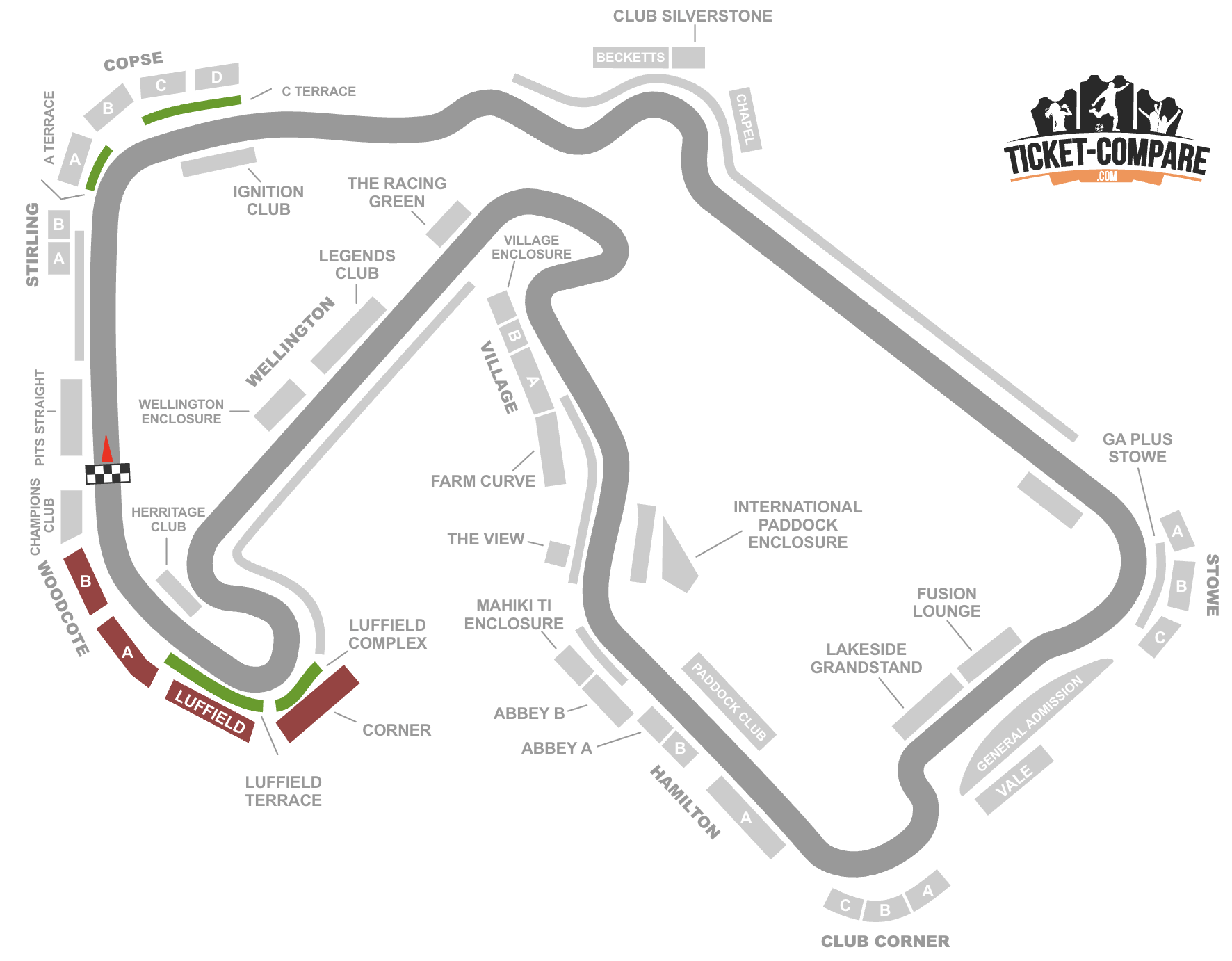מפת Luffield ו-Woodcote